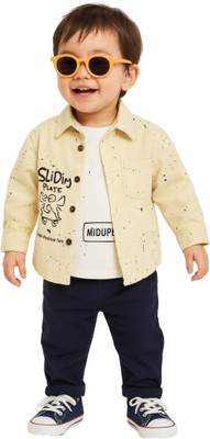 MiniMighty Baby Boys Casual T-shirt Shirt(light yellow)