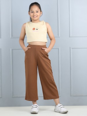 Aww Hunnie Girls Casual Top Track Pants(Brown)