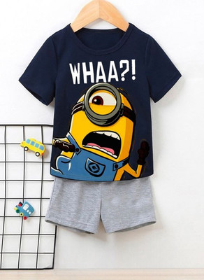 psv fashion Baby Boys Casual T-shirt Trouser(Navy Blue)