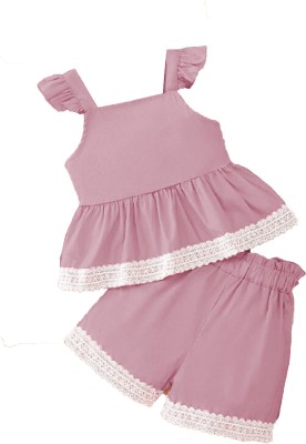 PERONICA FASHION Baby Girls Party(Festive) Top Shorts(Pink)