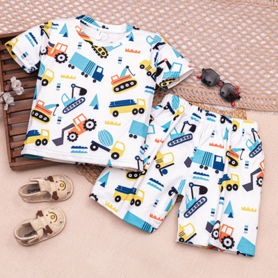 Vira Fine Kids Nightwear Boys & Girls Solid Cotton(Multicolor Pack of 1)