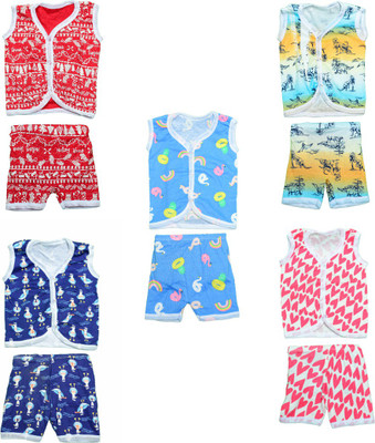 FRANSCART Baby Boys & Baby Girls Casual T-shirt Pant(Multicolor)