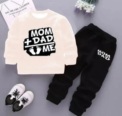 TEENS LAND Baby Boys & Baby Girls Casual T-shirt Trouser(white)