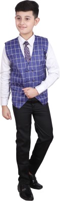 PRO ETHIC Boys Party(Festive) Shirt Shirt, Pant, Waistcoat, Tie(Blue)