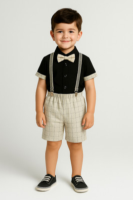 Zobzee Baby Boys & Baby Girls Party(Festive) Shirt Shirt, Shorts, Belt(Grey)