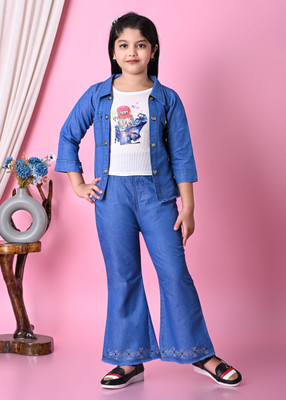 Amn fashion Girls Party(Festive) Top Jeans(Blue)