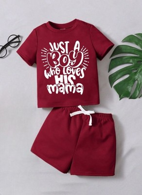 psv fashion Baby Boys Casual T-shirt Shorts(Maroon)
