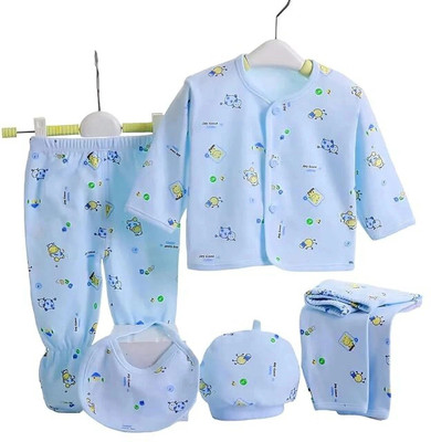 Trivika Fashions Baby Boys & Baby Girls Casual Shirt Pyjama, Bib, Cap(blue)