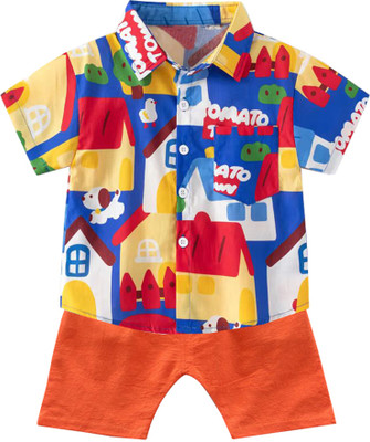 Sajavat Baby Boys Casual Shirt Shorts(HOME_ORANGE_Multicolor)