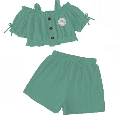 Colabo Fashion Baby Girls Party(Festive) Top Shorts(Green)