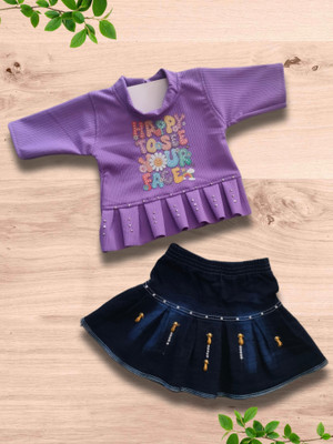 DREAMFILL Baby Girls Party(Festive) Top Skirt(Tamato)