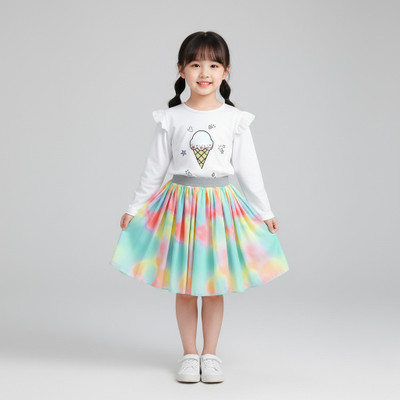 HIKUJ Baby Girls Casual Top Skirt(White)