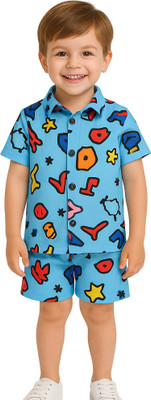 VetaWear Boys & Girls Casual Shirt Shorts(Blue)