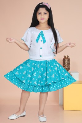 jl fashion Girls Party(Festive) Top Skirt(Sea green)