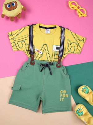 V-MART Boys Casual T-shirt Shorts(Yellow & Green)