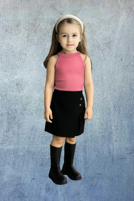 RIYANSHI Girls Casual Top Shorts(Pink, Black)