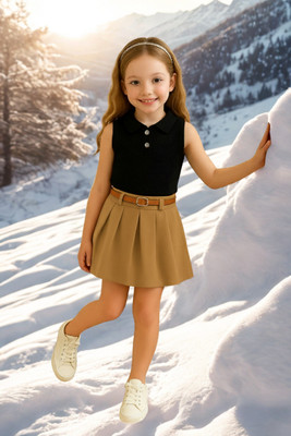 KRIYU CREATION Girls Party(Festive) Top Skirt(BLACK)