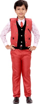 Go Berry Boys Party(Festive) Shirt Waistcoat(RED)