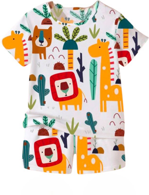 PSFLY Baby Boys Casual T-shirt Shorts(White)