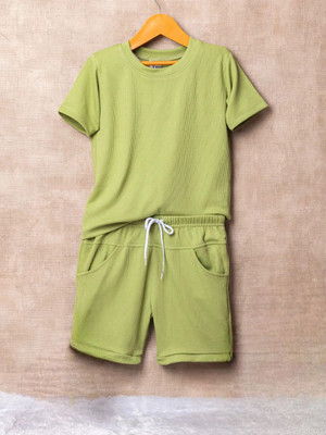 KRIVA Boys & Girls Casual T-shirt Shorts(Pista)