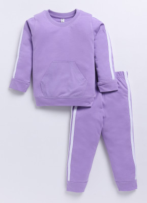 carrydreams Boys & Girls Casual T-shirt Trouser(PURPLE)