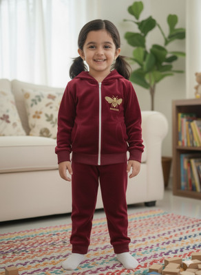 Belvik Boys & Girls Casual Top Pant(Maroon)