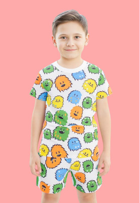 JIG AND JOG Boys & Girls Jungle Book Party(Festive) T-shirt Shorts(MS White)