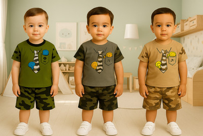 Paryag Baby Boys & Baby Girls Casual T-shirt Pyjama(Multicolour)