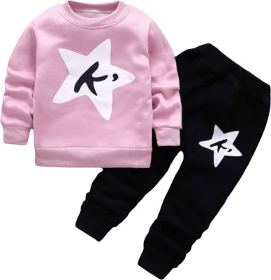 STAR GALAXY Baby Boys & Baby Girls Casual T-shirt Pyjama(PINK)