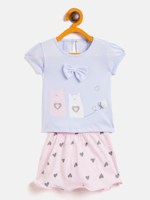 Camey Baby Girls Casual Top Skirt(Blue)