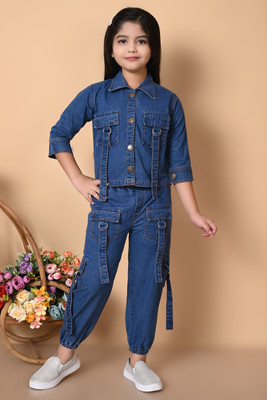 Latest Dresses Girls Party(Festive) Jacket Jeans(NAVY BLUE)