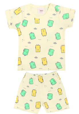 happiee bears Baby Boys & Baby Girls Casual T-shirt Shorts(Lemon Yellow)