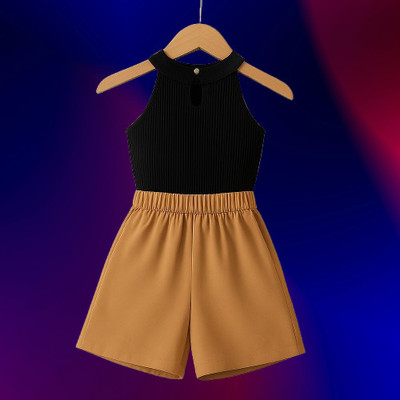 RIYANSHI Girls Casual Top Skirt(Black, Brown)