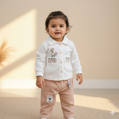 DDORA Baby Girls Casual Shirt Pant(WHITE)