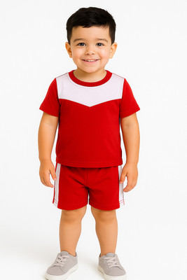 RELANE FAB Boys Casual T-shirt Shorts(Maroon)