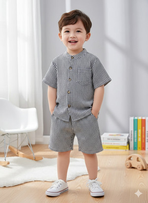 SEFVONA Baby Boys Party(Festive) Shirt Shorts(BLACK, WHITE)