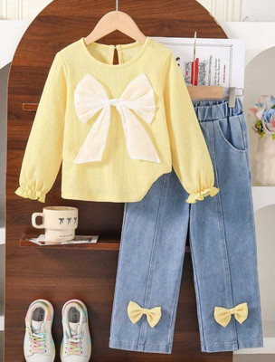 NEWMFASHION Girls Party(Festive) Top Jeans(yellow)