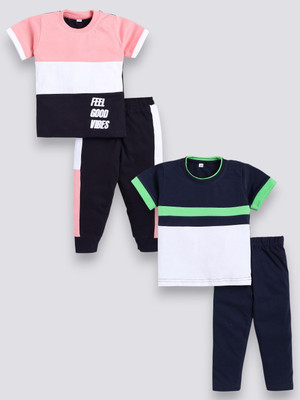 carrydreams Boys & Girls Casual T-shirt Trouser(ROSE_GREEN)
