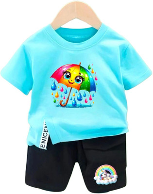 dingdong Baby Boys & Baby Girls Party(Festive) T-shirt Shorts(Blue, Green)