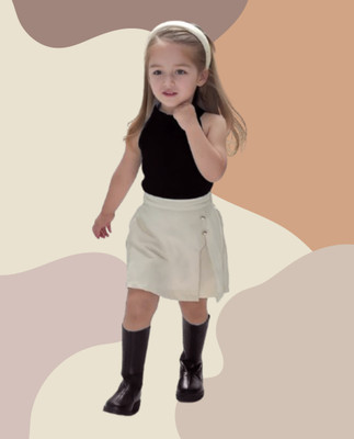 MENVVY TREND Baby Girls Party(Festive) Top Shorts(BLACK)