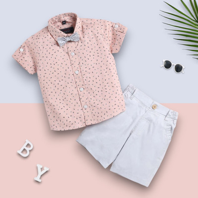 LittleRebel Baby Boys & Baby Girls Casual Shirt Shorts(1002_PINK)