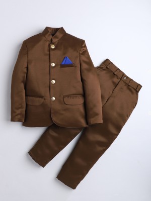 DKGF FASHION Boys Party(Festive) Coat Trouser(Brown)