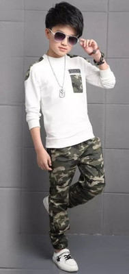 Sagar Impex Boys Casual Track Pants T-shirt(White)