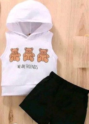 SRP COLLECTION Baby Boys & Baby Girls Casual T-shirt Shorts(WHITE BLACK)