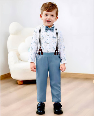 MMDK Baby Boys & Baby Girls Party(Festive) Shirt Pant(SKYBLUE)