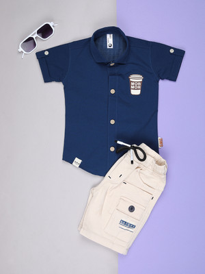 V-MART Boys Casual Shirt Shorts(Teal)