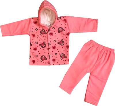 Fly Step Baby Boys & Baby Girls Casual Dress Pyjama(Gajari)