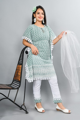VALUE CREATION Girls Festive & Party Kurta and Pyjama Set(Light Blue Pack of 1)