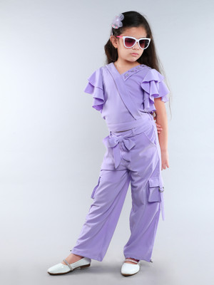 Ministich Girls Casual Top Pant(Lilac)