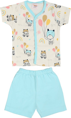 happiee bears Baby Boys & Baby Girls Casual Shirt Shorts(Blue)